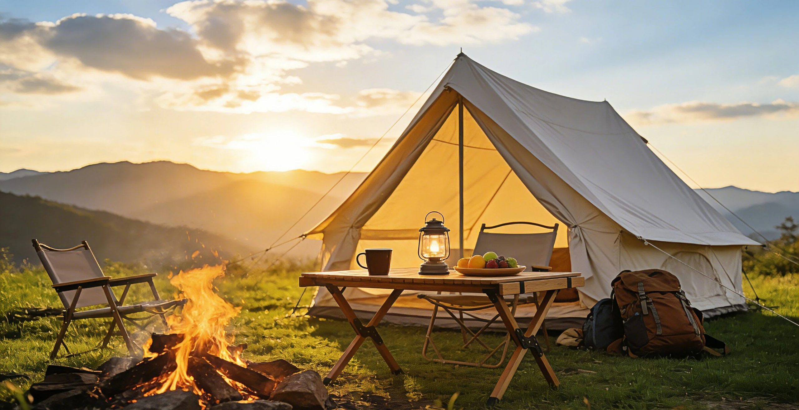 Outdoor camping lifestyle image for portable furniture and travel products