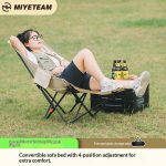 Adjustable moon chair with footrest and reclining back for outdoor relaxation and camping supply